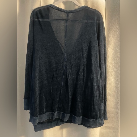 We The Free Navy Blue Linen Blend Long Sleeve Top, Small - Picture 6 of 6